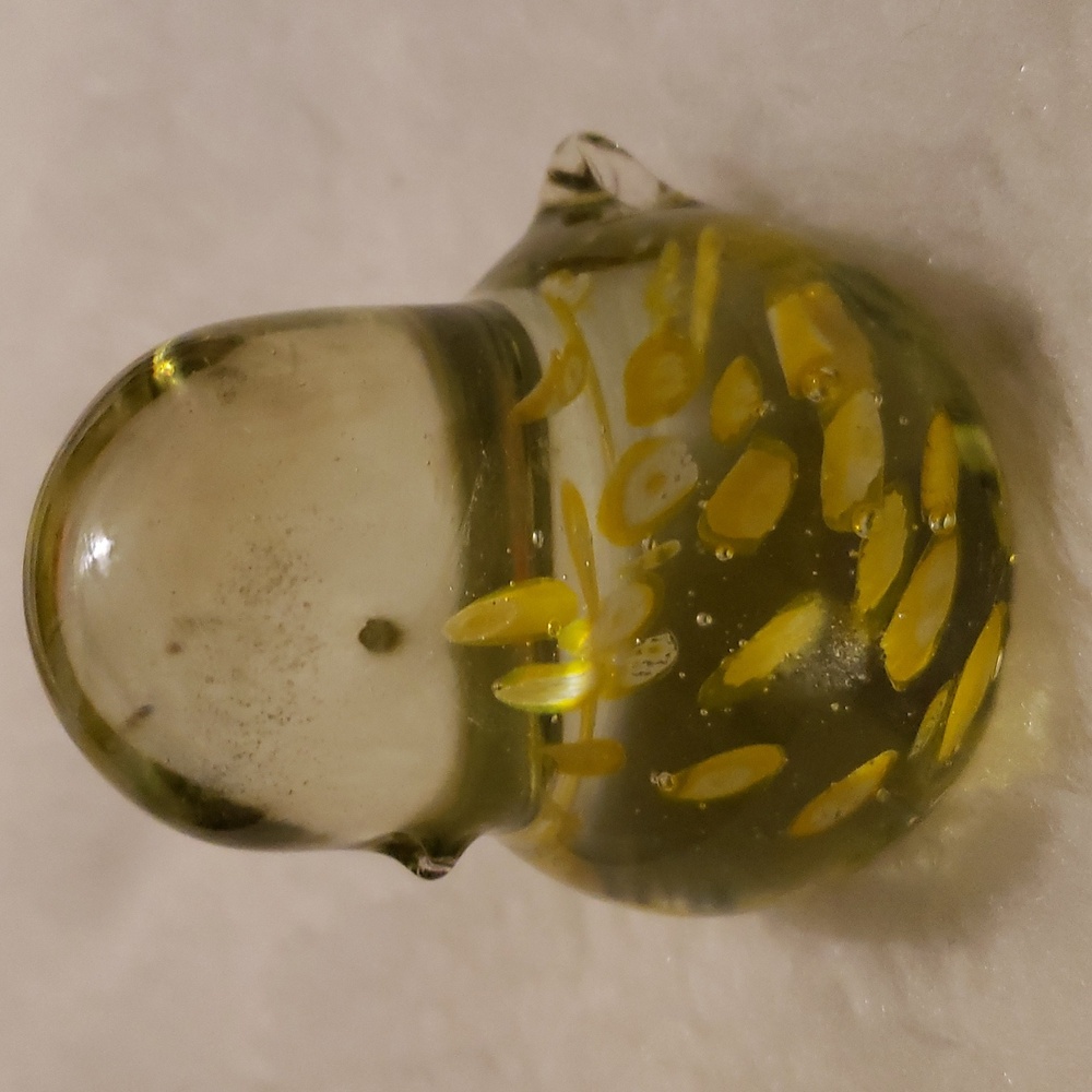 Vintage Lefton Art Glass Bird Figurine with Yellow Accents - Picture 8 of 8